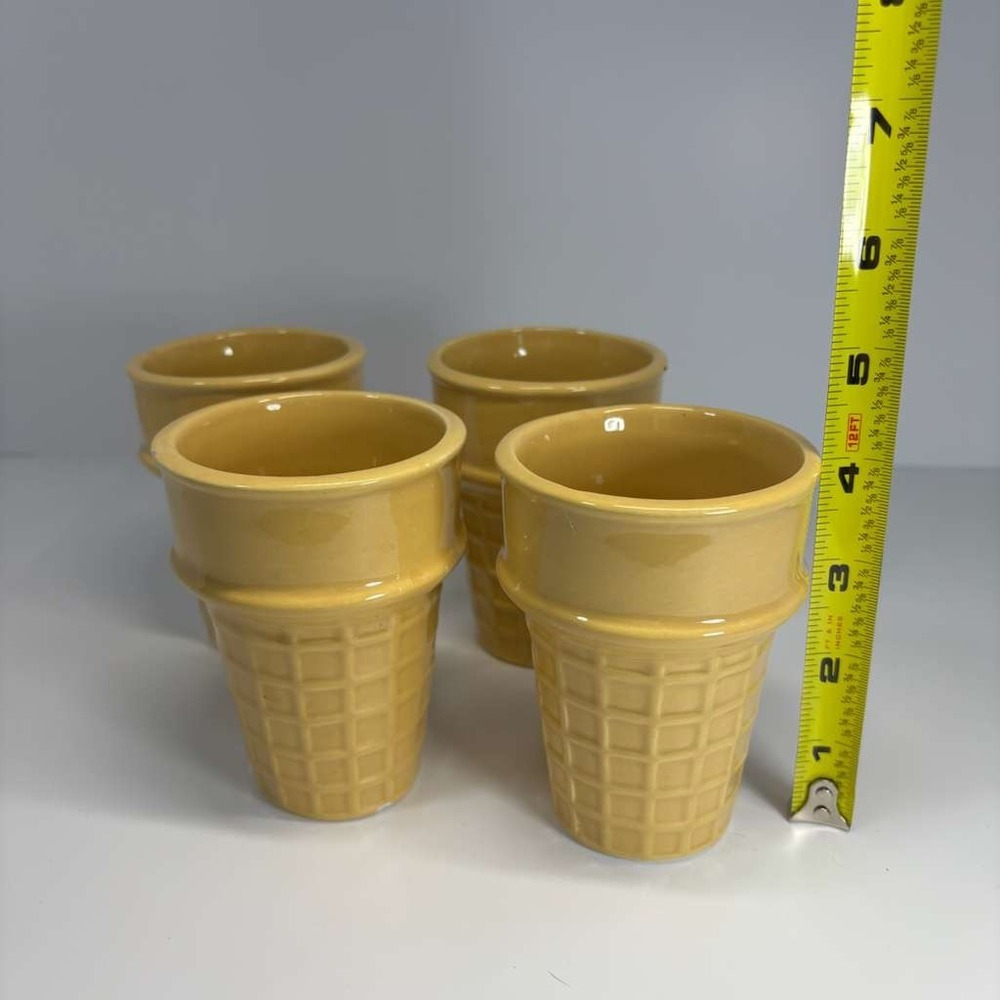 Ceramic Earthenware Ice Cream Cones - Set Of 4- For Snacks or‎ Potted Plants - Picture 6 of 8
